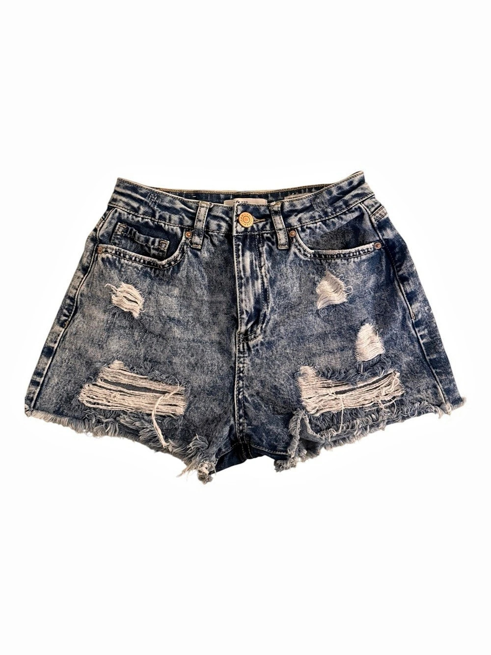 YMI Dream High Rise Acid Wash Distressed Denim Shorts Size 3/26